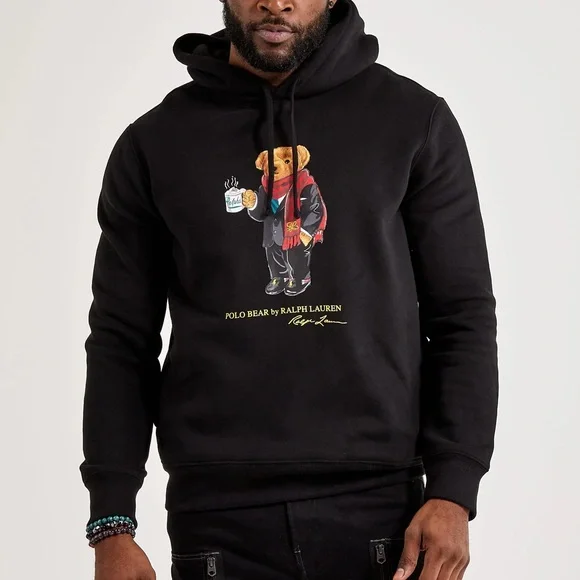 Polo Ralph Lauren Hot Chocolate Polo Bear Hoodie – Black, Size Large | Cozy Wear - Picture 2 of 13